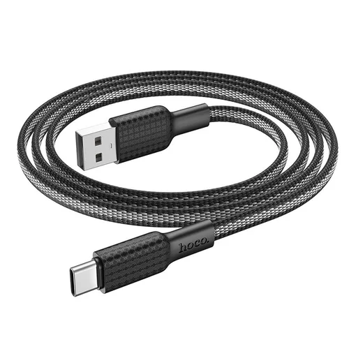 Kábel: HOCO X69 - USB / Type-C (USB-C) fekete szövet gyorstöltő kábel 1m, 3A