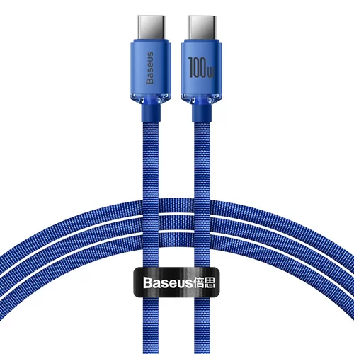 Kábel: Baseus Crystal Shine - Type-C / Type-C (USB-C) kék szövet kábel 120 cm, 5A