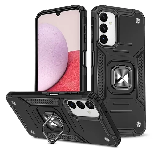 Samsung Galaxy A14 4G / LTE Telefontok - Wozinsky Ring Armor ütésálló fekete tok kitámasztóval