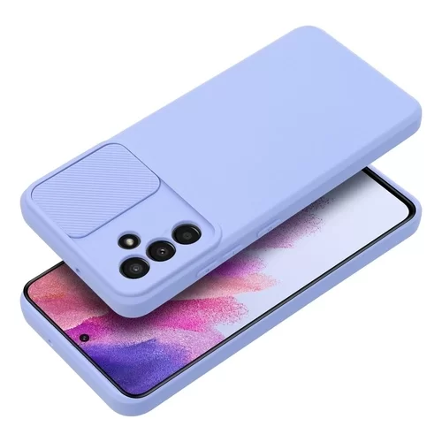Samsung Galaxy A14 4G / LTE (A145) Telefontok - Slider csúsztatható kameravédős kékeslila szilikon hátlap tok