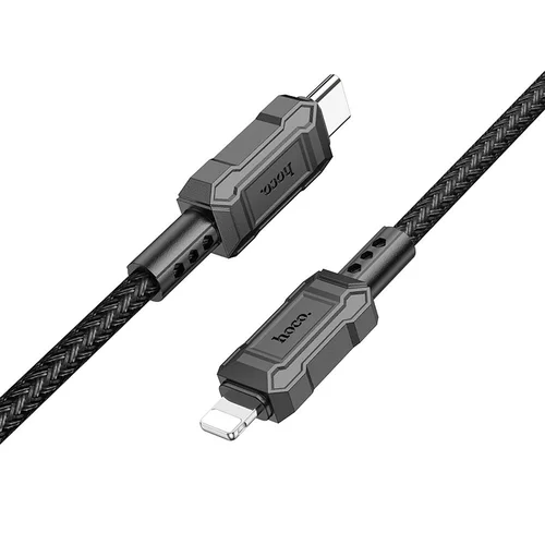Kábel: HOCO X94 - Lightning / Type-C (USB-C) fekete szövet gyorstöltő kábel 1m, 2,4A
