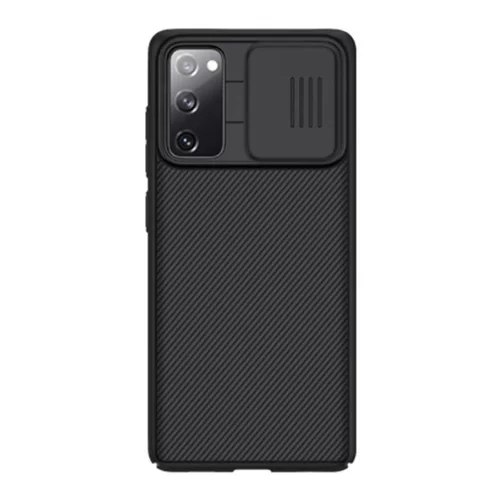 Telefontok Samsung Galaxy S20 FE - Nillkin csúsztatható kameravédős fekete hátlap tok