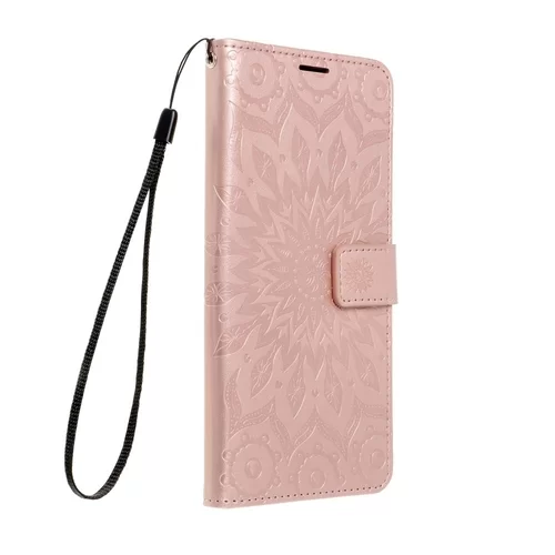 iPhone 15 Pro Max Telefontok - MEZZO mandala mintás rose gold mágneses szilikon keretes könyvtok