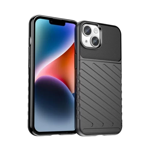 iPhone 15 Plus Telefontok - Thunder fekete ütésálló szilikon hátlap tok