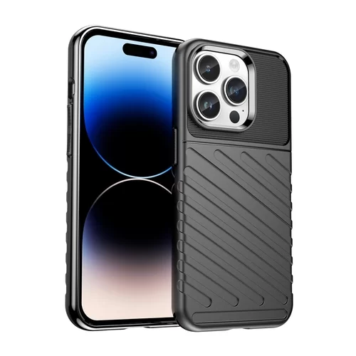 iPhone 15 Pro Max Telefontok - Thunder fekete ütésálló szilikon hátlap tok