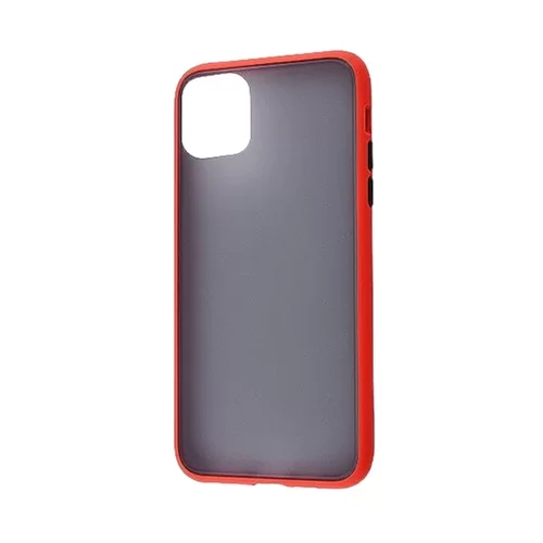 Telefontok Huawei P30 Lite - áttetsző fekete műanyag hátlaptok, piros matt szilikon kerettel