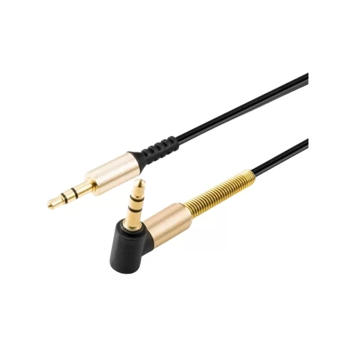 Kábel: univerzális 3.5mm jack-jack (90 fokban elfordított csatlakozó véggel) audio AUX kábel 1m
