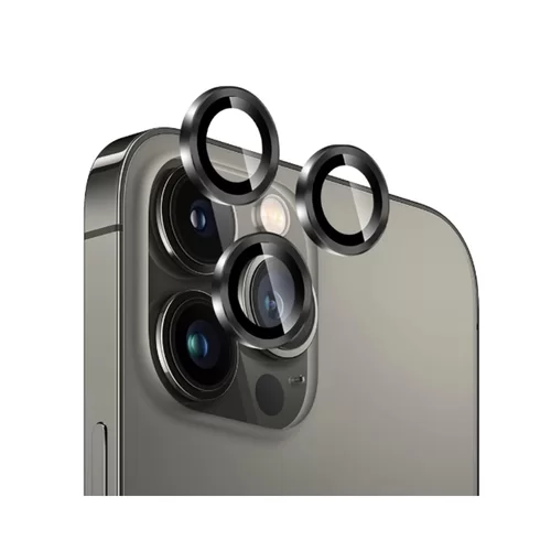 iPhone 15 Pro - Metal - üveg, kameralencse védőkeret - fekete