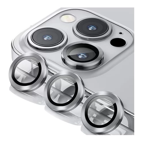 iPhone 15 Pro Max - Metal - üveg, kameralencse védőkeret