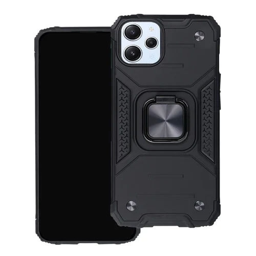 Xiaomi Redmi 12 Telefontok - Nitro Ring Armor - fekete gyűrűs, kitámasztható, ütésálló műanyag hátlaptok
