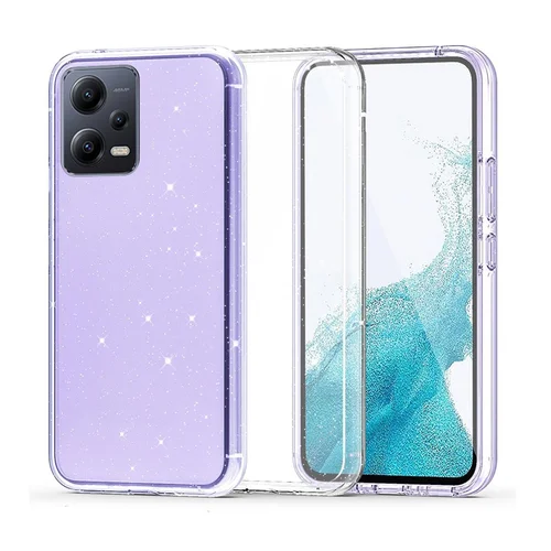 Xiaomi Poco X5 Pro 5G Telefontok - Glitter - átlátszó csillámos hátlap tok, szilikon kerettel