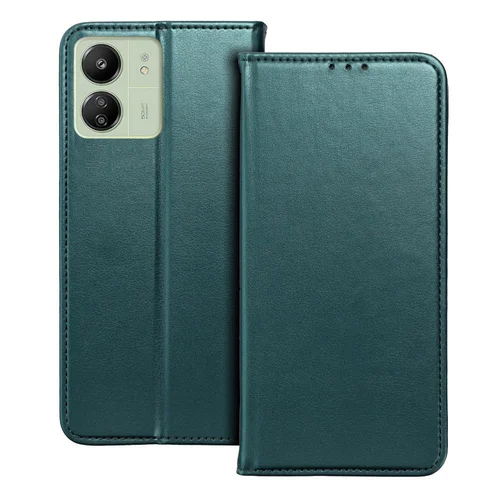 Xiaomi Poco C65 Telefontok - Smart Magnetic zöld szilikon keretes mágneses könyvtok