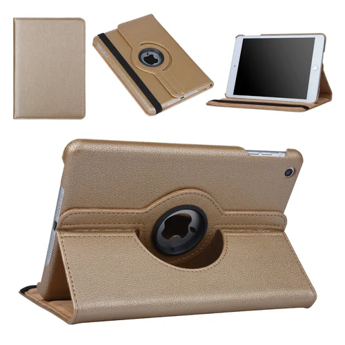 Tablettok iPad Mini 1/2/3 - arany fordítható műbőr tablet tok