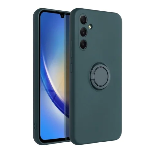 Samsung Galaxy A25 5G Telefontok - Grip zöld szilikon tok, kitámasztó ujjgyűrűvel