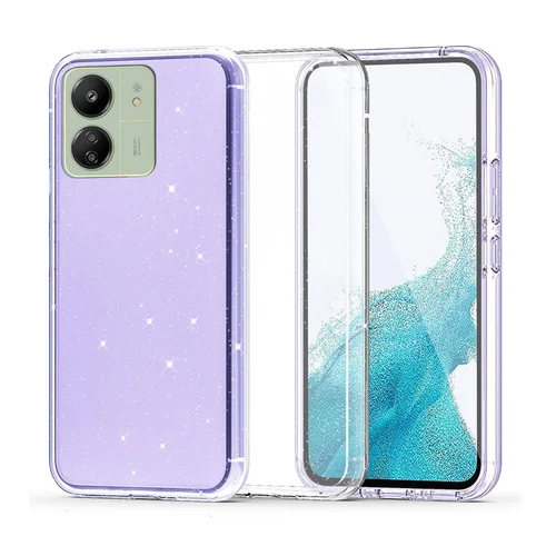 Xiaomi Poco C65 Telefontok - Glitter - átlátszó csillámos hátlap tok, szilikon kerettel