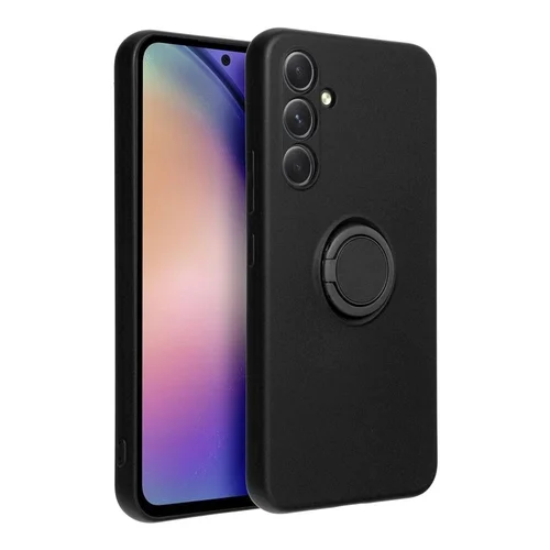 Samsung Galaxy A13 5G Telefontok - Grip fekete szilikon tok, kitámasztó ujjgyűrűvel