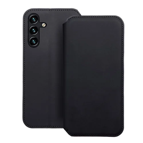 Samsung Galaxy A15 4G / 5G Telefontok - Dual Pocket - fekete mágneses átlátszó szilikon keretes könyvtok