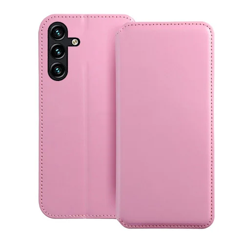 Samsung Galaxy A15 4G / 5G Telefontok - Dual Pocket - pink mágneses átlátszó szilikon keretes könyvtok