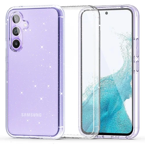 Samsung Galaxy A15 4G / 5G Telefontok - Glitter - átlátszó csillámos műanyag hátlap tok, szilikon kerettel