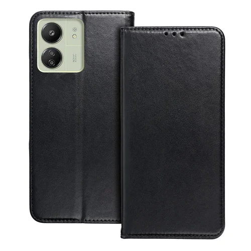 Xiaomi Redmi 13C Telefontok - Smart Magnetic fekete szilikon keretes mágneses könyvtok