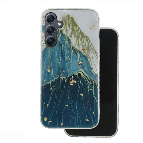 Samsung Galaxy A15 4G / 5G telefontok - Gold Glam Mountain - mintás műanyag hátlap tok, szilikon kerettel ﻿