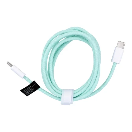 Univerzális kábel - Type-C (USB-C) / Type-C (USB-C) zöld szövet kábel 1,5m, 60W
