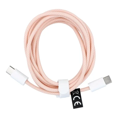 Univerzális kábel - Type-C (USB-C) / Type-C (USB-C) pink szövet kábel 2m, 60W