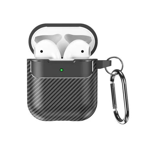 AirPods 1/2 tartó - Carbon mintás fekete, karabinerrel