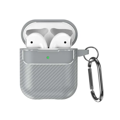 AirPods 1/2 tartó - Carbon mintás szürke, karabinerrel
