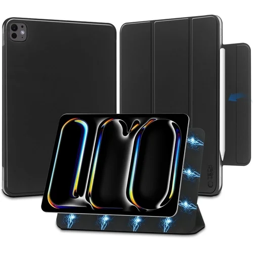 Tablettok iPad Pro 11 2024 (5. Gen, 11 coll) - TECH-PROTECT MAGNETIC fekete smart case ceruza tartóval, mágneses rögzítéssel