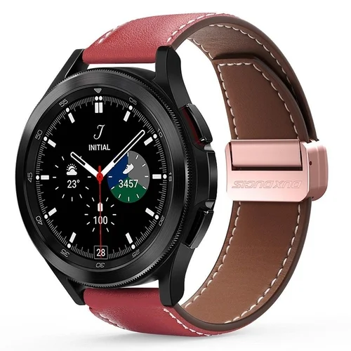 Samsung Galaxy Watch 3 (45 mm) okosóra szíj - Dux Ducis YA - piros bőr szíj (22 mm) ﻿
