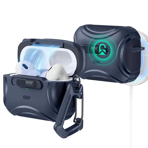 Airpods Pro 1 tartó: ESR CYBER HALOLOCK MAGSAFE AirPods Pro 1 tartó - kék, karabinerrel