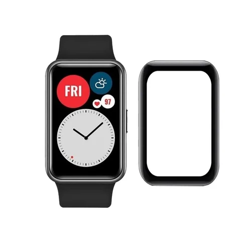 Huawei Watch Fit 2 fólia - okosóra kijelzővédő fólia, fekete kerettel