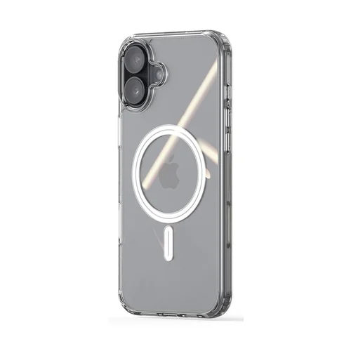 iPhone 16 telefontok - MagSafe kompatibilis átlátszó műanyag hátlap tok, szilikon kerettel