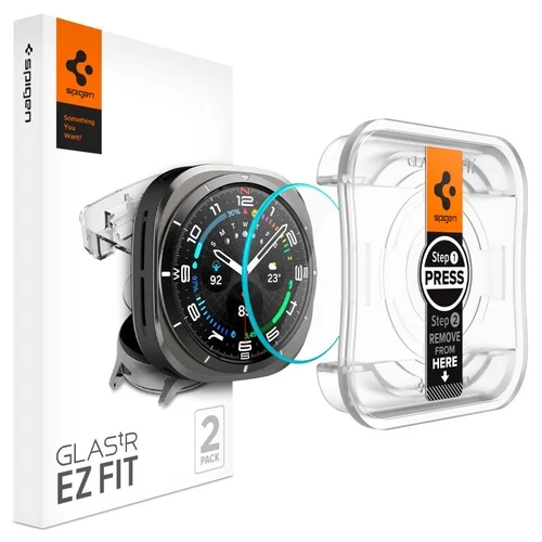 Spigen EZ FIT GLAS.tR - okosóra üvegfólia - Samsung Galaxy Watch Ultra 2024 / 2025 (47mm) okosórához (2db) + felhelyezést segítő