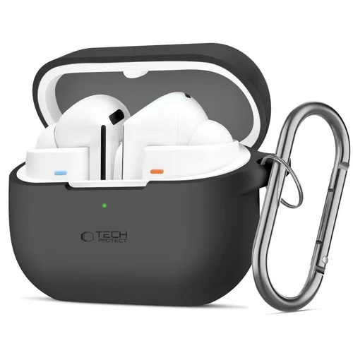 Samsung Galaxy Buds 3 / 3 FE / 3 Pro tartó - fekete szilikon karabinerrel