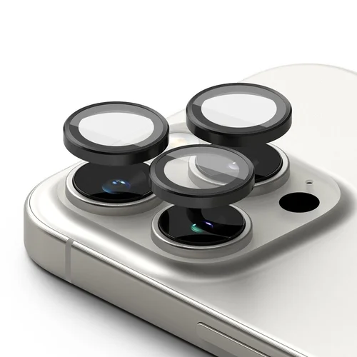 Üvegfólia iPhone 16 Pro - RINGKE kamera üvegfólia fekete kerettel/gyűrűvel (2 szett)