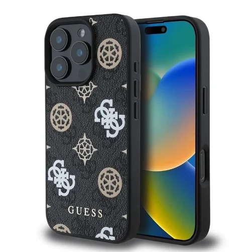 Telefontok iPhone 16 Pro - Guess 4G Peony - MagSafe kompatibilis fekete hátlap tok