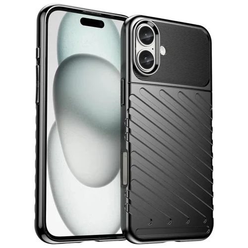 iPhone 16 Plus telefontok - Thunder fekete ütésálló szilikon hátlap tok