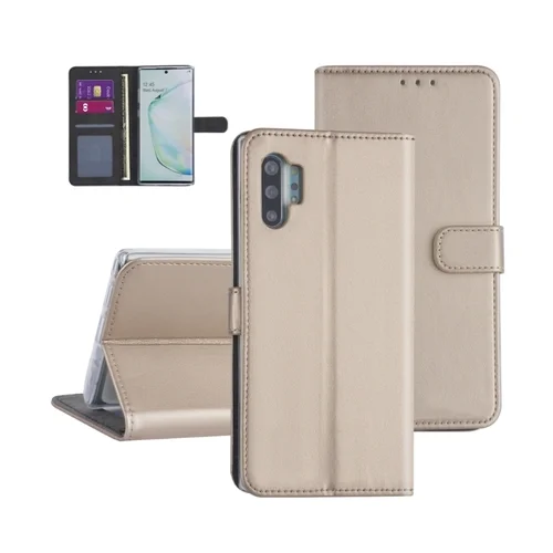 Samsung Galaxy NOTE 10+ (NOTE 10 Plus) telefontok - arany mágneses szilikon keretes könyvtok ﻿