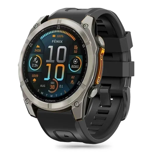 GARMIN FENIX 5X / 5X PLUS / 6X / 6X PRO / 7X / 8 (47 mm) okosóra szilikon szíj - TECH-PROTECT fekete szilikon szíj