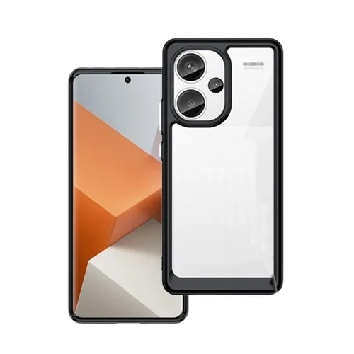Xiaomi Redmi Note 13 Pro+ 5G Telefontok - átlátszó hátlap tok, fekete szilikon kerettel