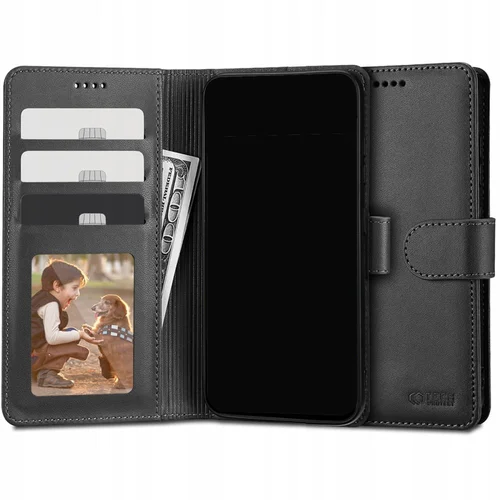 Xiaomi Redmi 14C - Tech- Protect Wallet - fekete bőr könyvtok, ráhajtófüllel ﻿