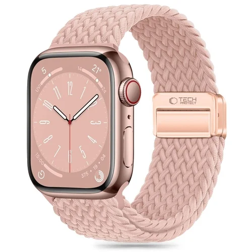 Apple Watch 6/7/8/9/10/SE (40 / 41 / 42 mm) okosóra szíj - Tech- Protect Nylonmag - rose gold szövet szíj
