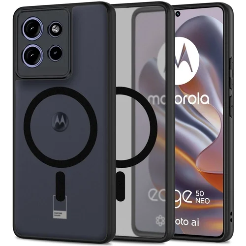 Motorola Edge 50 Neo 5G telefontok - Tech-Protect Magmat - MagSafe kompatibilis áttetsző műanyag hátlap tok, fekete szilikon kerettel
