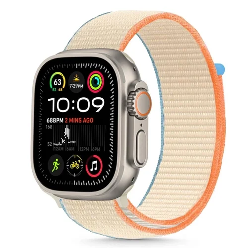 Apple Watch 6/7/8/9/10/SE (40 / 41 / 42 mm) okosóra szíj - Tech- Protect Nylon - krémszínű szövet szíj