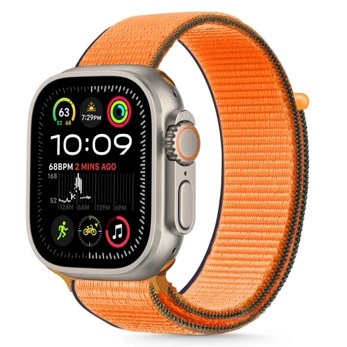 Apple Watch 6/7/8/9/10/SE/ULTRA 1/2 (44 / 45 / 46 / 49 MM) okosóra szíj - Tech- Protect Nylon - narancssárga szövet szíj