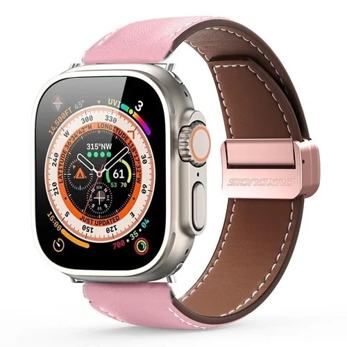 Apple Watch 38 / 40 / 41 mm okosóra szíj - Dux Ducis YA - pink bőr szíj