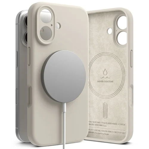 Telefontok iPhone 16 - RINGKE SILICONE MAGNETIC MAGSAFE bézs hátlap tok