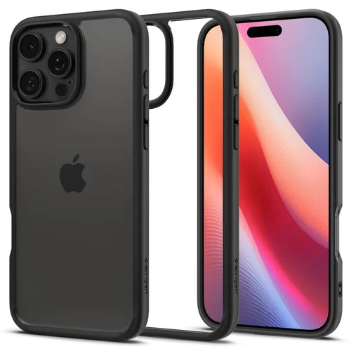 Telefontok iPhone 16 Pro Max - SPIGEN ULTRA HYBRID - átlátszó/fekete szilikon tok